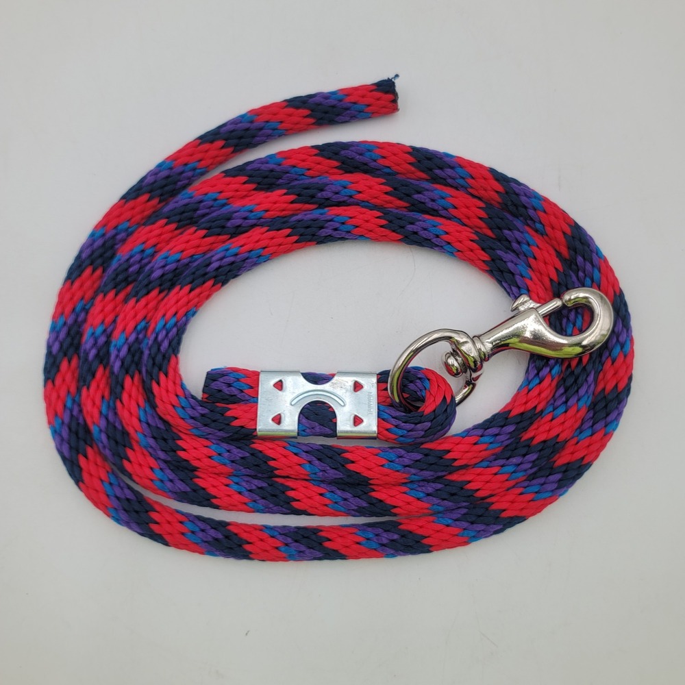 Amish Made 7ft Braided Synthetic Horse Lead Rope Red Blue Purple Swivel Snap